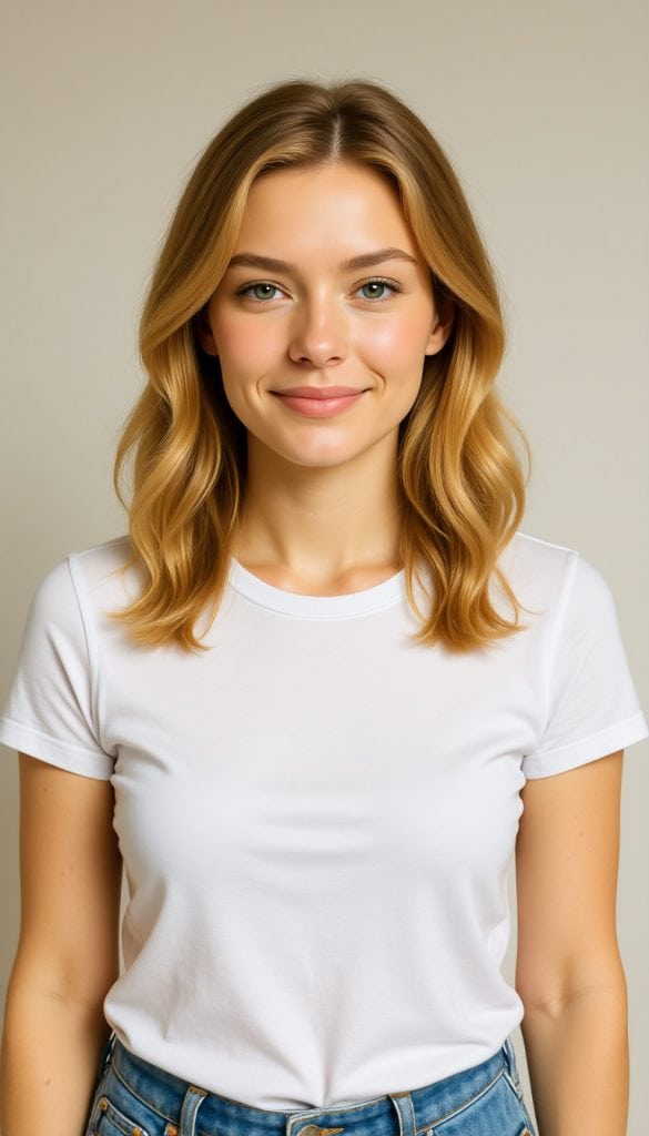 Portrait von Lea im schlichten T-Shirt