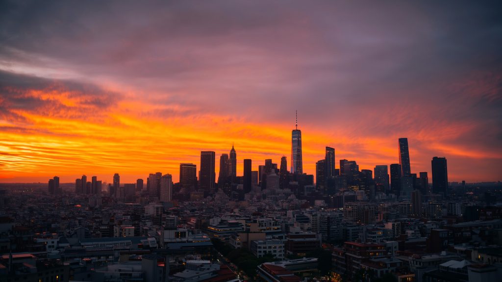 Skyline einer USA Stadt in der Nacht von Leas Weltreise